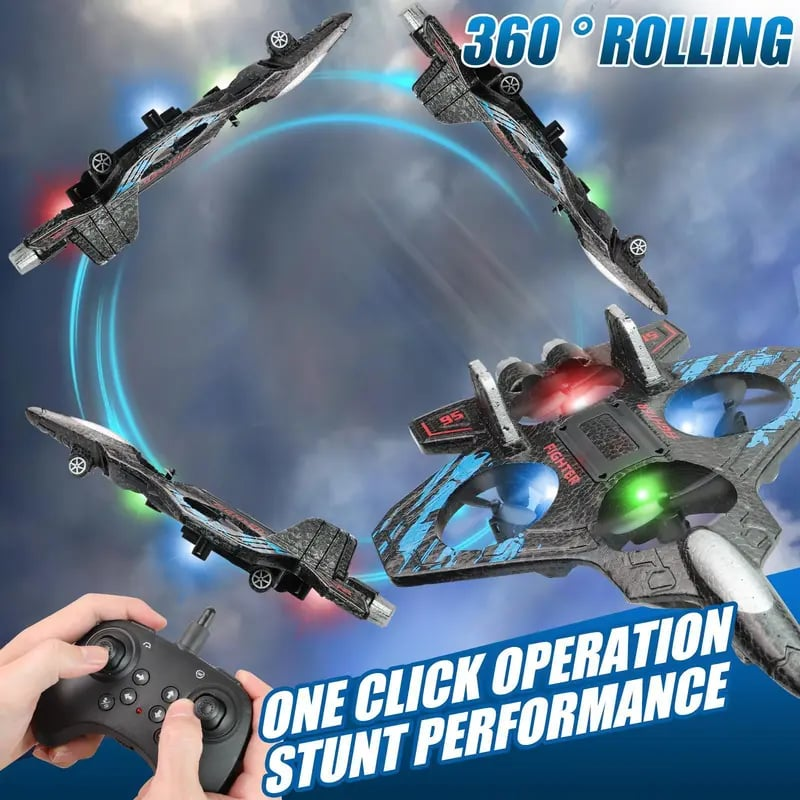 50% OFF 🎉🎉RC Stunt Fighter Jet Toy for Kids with 360° Flips & LED Lights